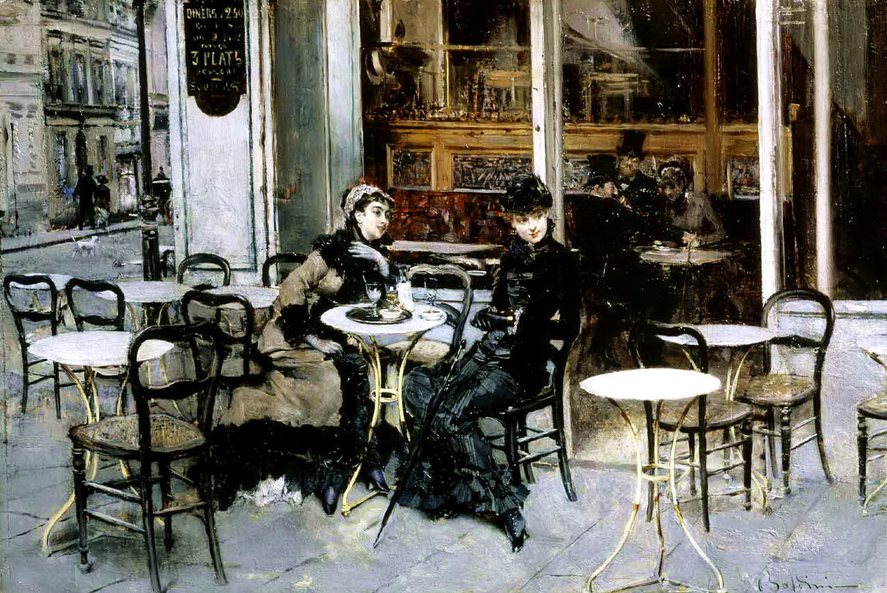 Giovanni Boldini (1842-1931) - Conversation at the Cafe 