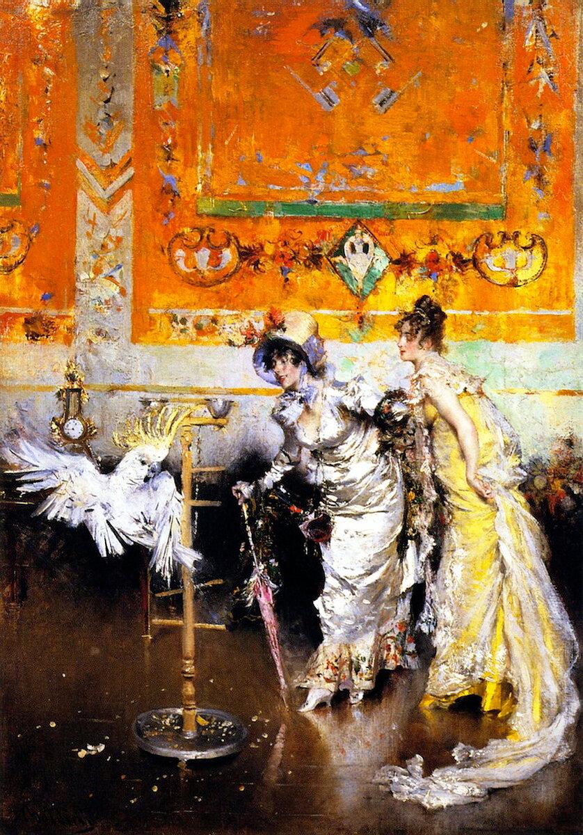 Giovanni Boldini (1842-1931) - Teasing the Parrot 