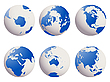 Набор глобусы с континентами | Векторный клипарт