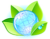 Экологический дизайн с глобусом и листьями | Векторный клипарт