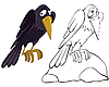 Ворона на камене | Иллюстрация