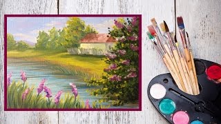 Видео урок Как написать картину МАСЛОМ "На берегу реки"! #Dari_Art