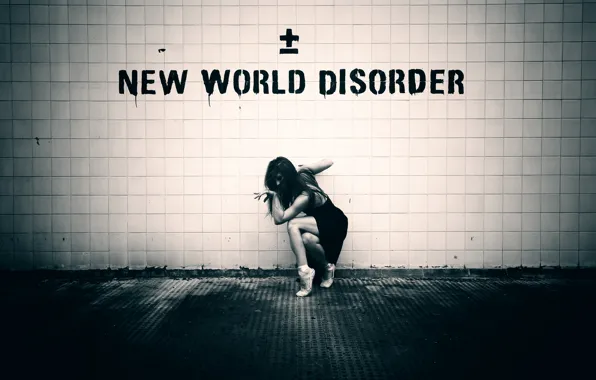 Обои стена, пуанты, New World Disorder, девушка