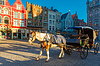 Верховая перевозки и туристы на улицах Брюгге | Фото