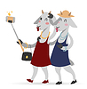 Selfie фото коз девушки пару frinds портрет | Векторный клипарт