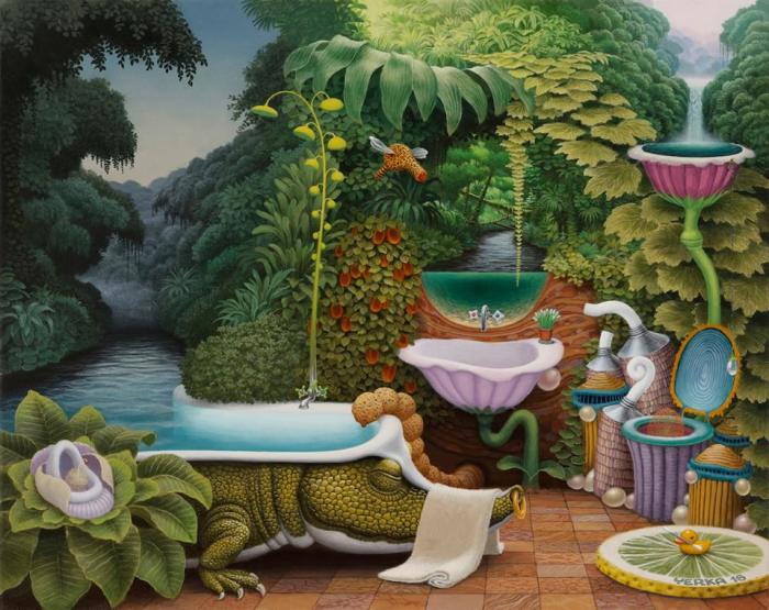  Карманные джунгли - ванная комната. Автор: Jacek Yerka.