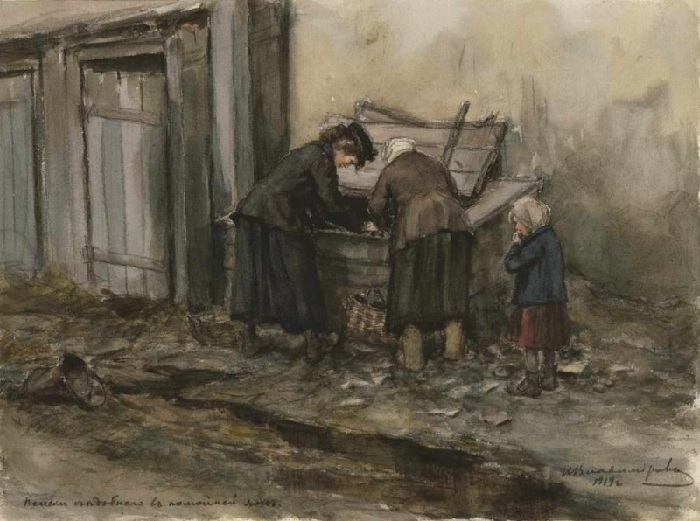Поиски съедобного в помойной яме (1919). Автор: Иван Владимиров.