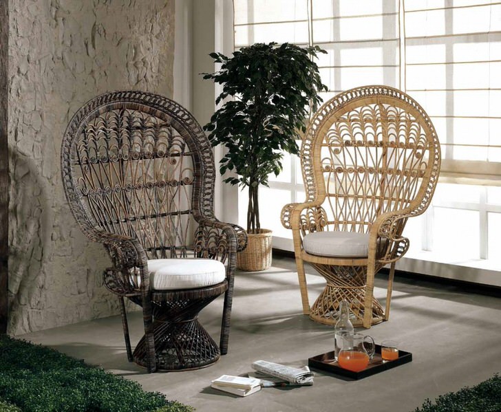 Плетеная мебель часто используется для оформления интерьеров в эко стиле.