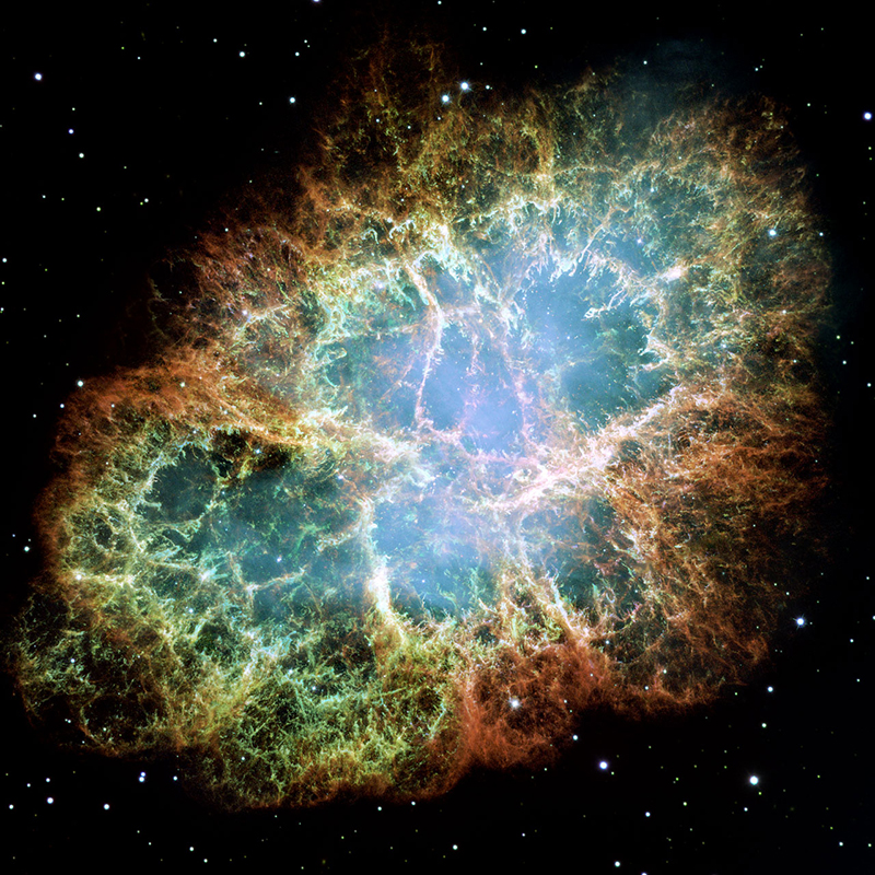 This new Hubble image - among the largest ever produced with the Earth-orbiting observatory - gives the most detailed view of the entire Crab Nebula ever. The Crab is among the most interesting and well studied objects in astronomy. This image is the largest image ever taken with Hubble's WFPC2 camera. It was assembled from 24 individual exposures taken with the NASA/ESA Hubble Space Telescope and is the highest resolution image of the entire Crab Nebula ever made.