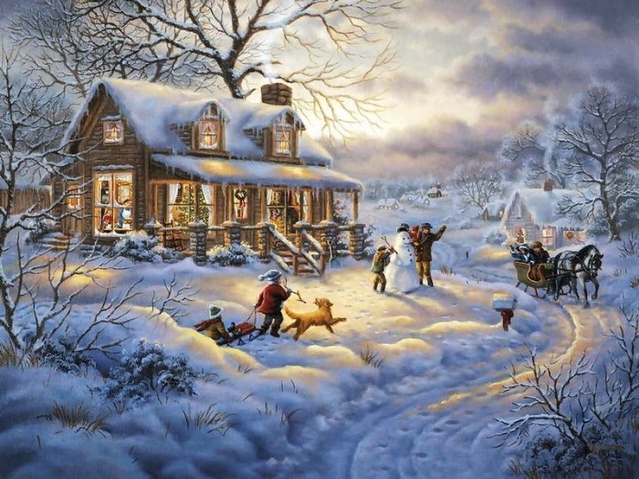 Зимние рисунки и зимние пейзажи известных художников, фото 23