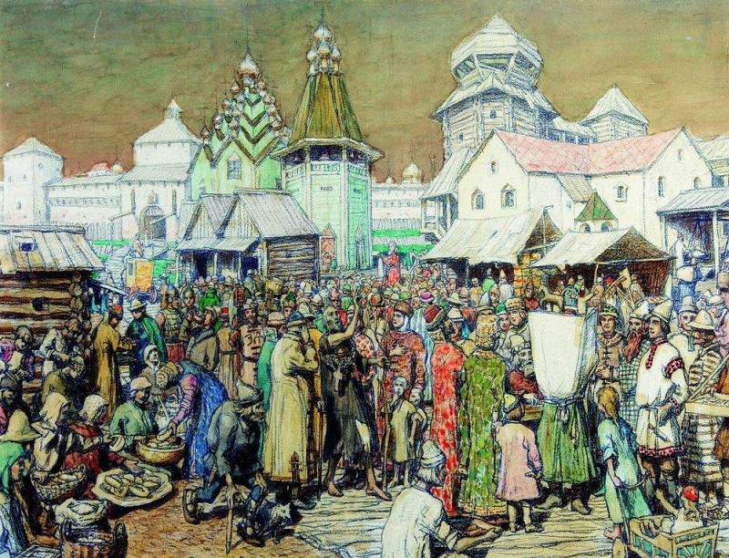 Городская площадь XVII века. Васнецов Аполлинарий Михайлович (1856-1933)