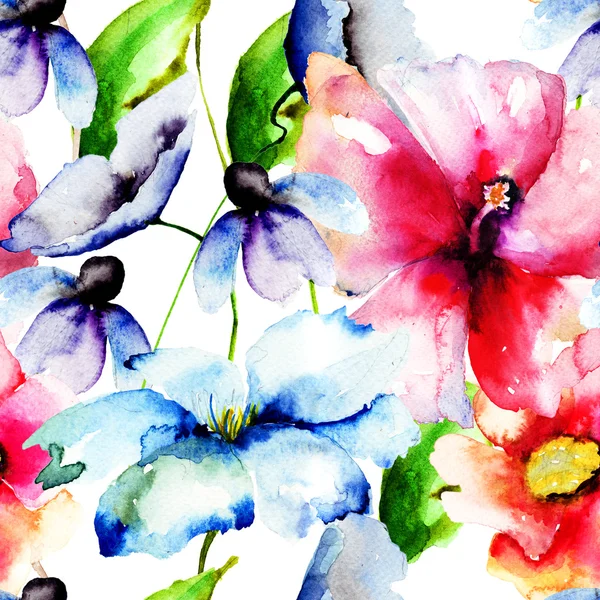 Красивые цветы, живопись акварелью — стоковое фото