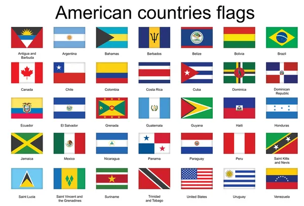 Иконок с флагами Америки — стоковый вектор