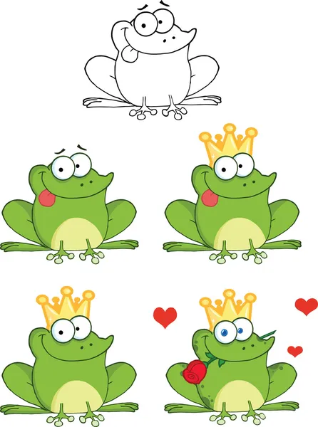 Счастливая лягушка с языком символов набор — стоковое фото
