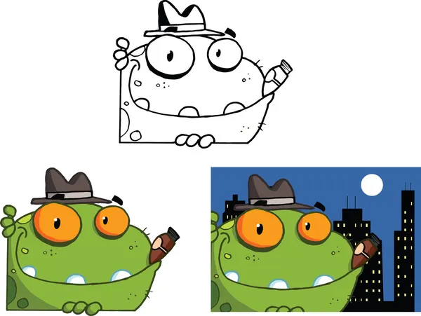 Коллекция наборов гангстер лягушка мультипликационный персонаж — стоковое фото