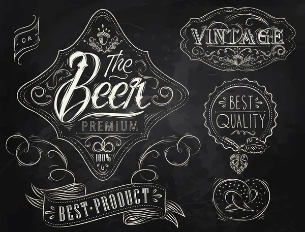 Винтажные элементы, стилизованные под мелом рисунок на тему пива — стоковый вектор