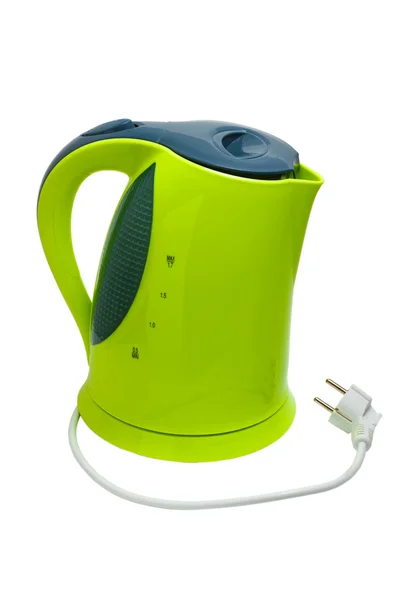Зеленый Электрический чайник изолированные — стоковое фото