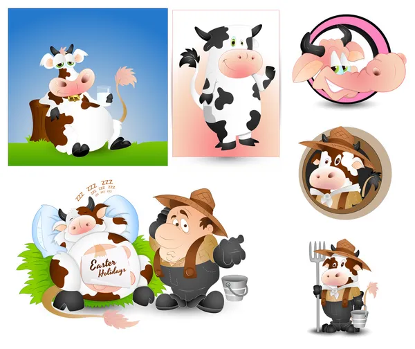 Коровье молоко и векторы молочника — стоковый вектор