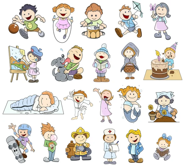 Набор различных мультфильм Детские иллюстрации — стоковый вектор