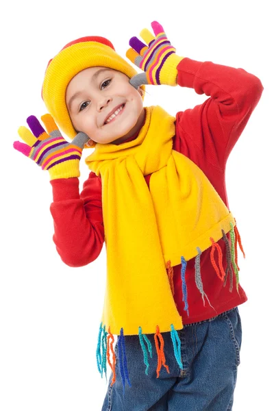 Смешная девчонка в зимней одежде — стоковое фото