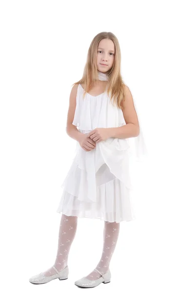Девушка в белом платье — стоковое фото