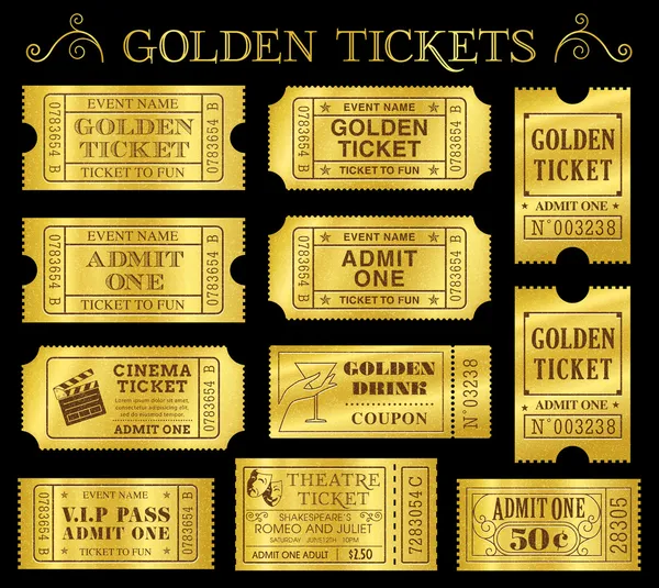 Вектор Золотой билет шаблоны — стоковый вектор