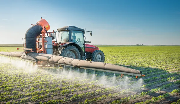 Пестициды распыления трактора — стоковое фото