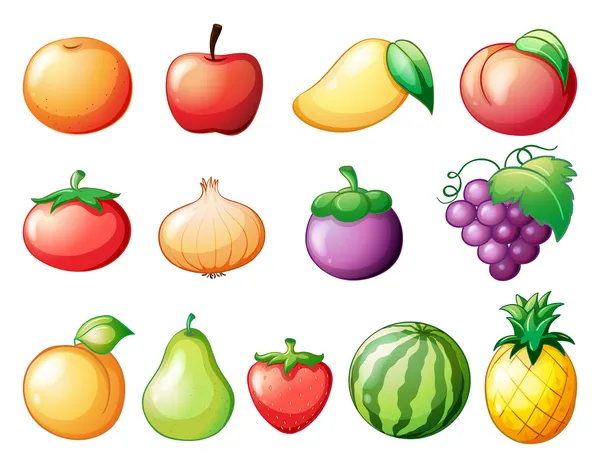 Различные виды фруктов — стоковый вектор