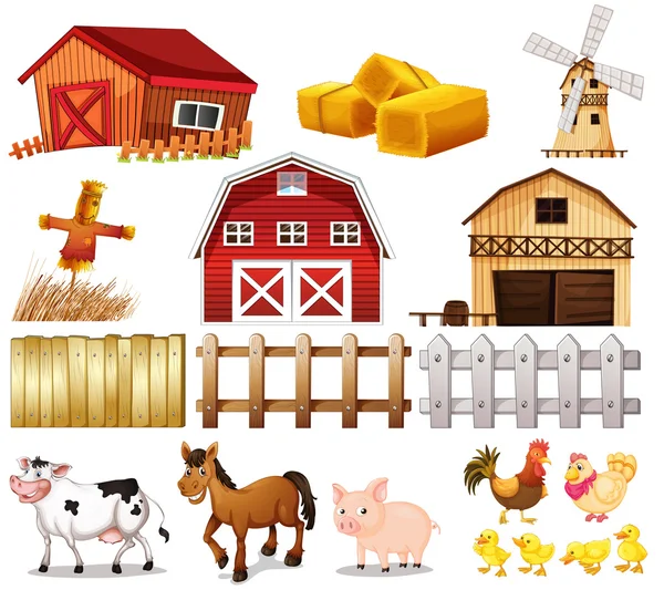 Вещи и животных на ферме — стоковый вектор