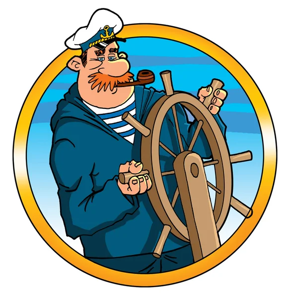 Капитан за штурвалом судна, иллюстрация — стоковое фото
