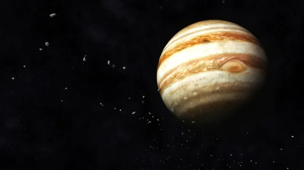 Юпитер и астероиды — стоковое фото