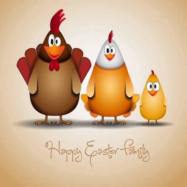 Happy Easter - Смешные курица семьи иллюстрации — стоковое фото