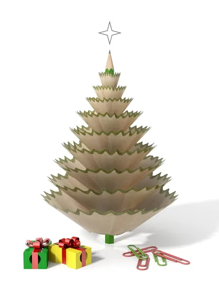Рождественская елка с карандашом и деревянной стружки — стоковое фото