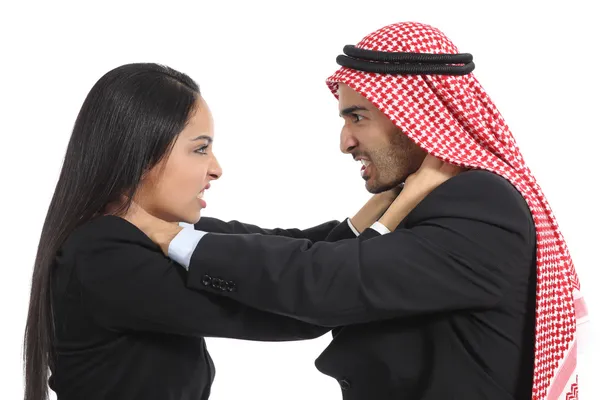 Мужчина и женщина конкурс арабского Саудовской Аравии бизнес — стоковое фото