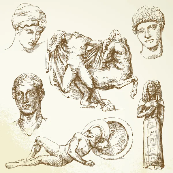 Руки drawn коллекция - древней Греции — стоковый вектор