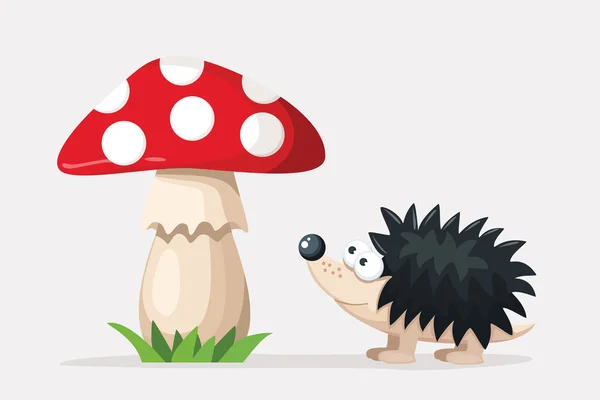 Hedgehog_and_mushroom — стоковый вектор