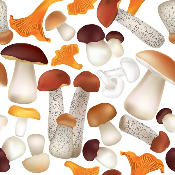Осенние бесшовный фон с грибным узором — стоковый вектор