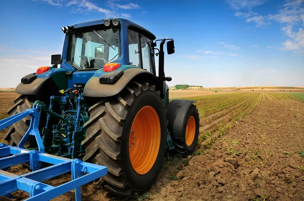 Огромные трактор на местах - в голубой хороший солнечный день — стоковое фото