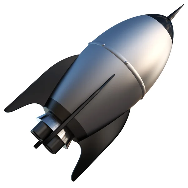 3D иллюстрации мультфильм ракеты на белом фоне — стоковое фото