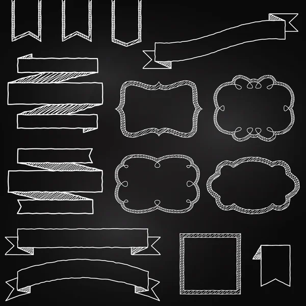 Векторная коллекция доске стиль баннеры, ленты и рамы — стоковый вектор