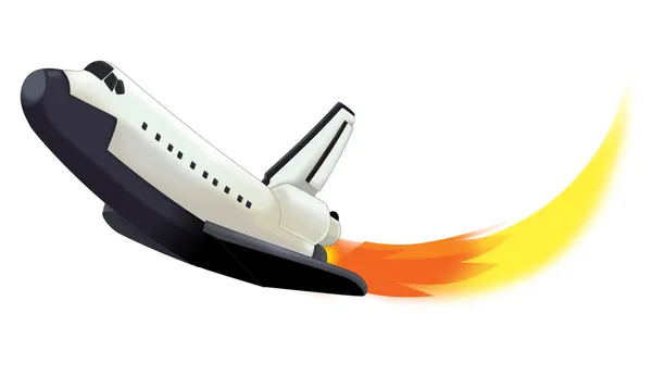 Мультфильм космический корабль с огнем — стоковое фото