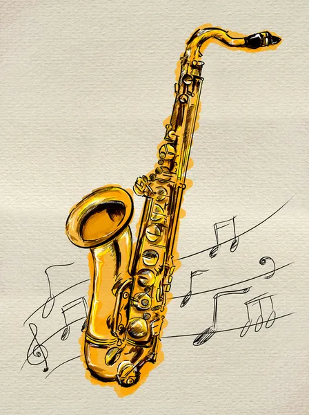 Изображение картины саксофон — стоковое фото