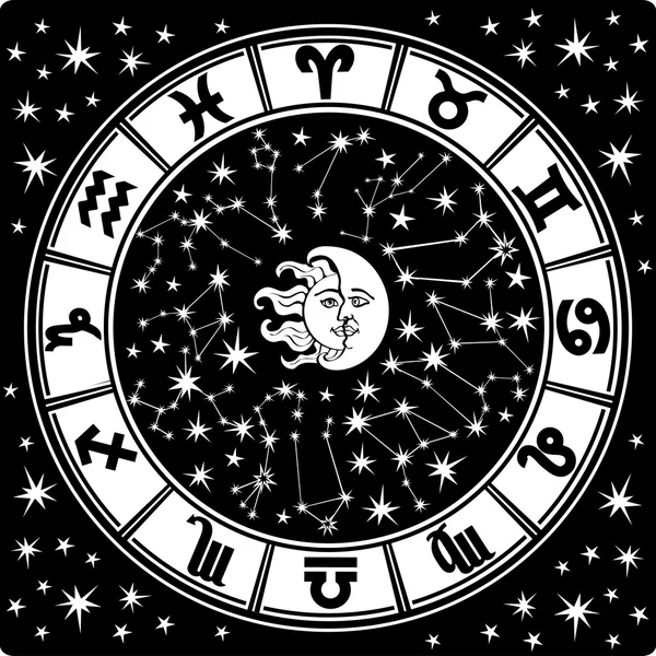 Гороскоп circle.zodiac sign.black и белые — стоковое фото