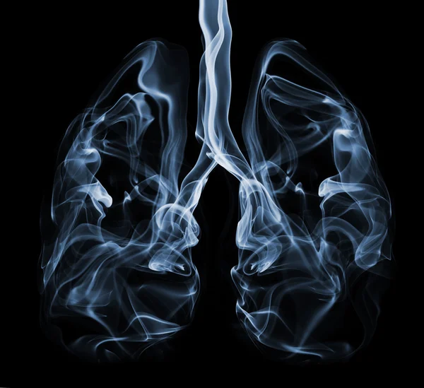 Синий задымление в форме человеческих легких. Иллюстрация легких курильщиков, которые могут быть использованы в кампании рака легких или кампаниях-для некурящих — стоковое фото