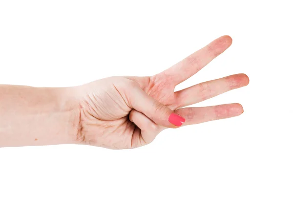 Показаны три пальцев — стоковое фото