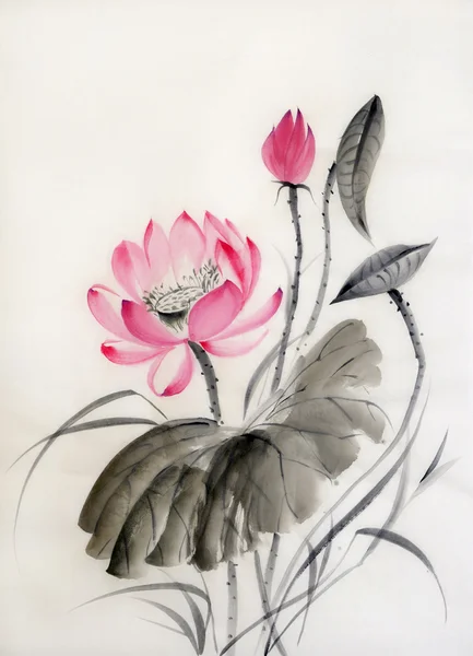 Акварельная живопись цветок лотоса Лицензионные Стоковые Фото