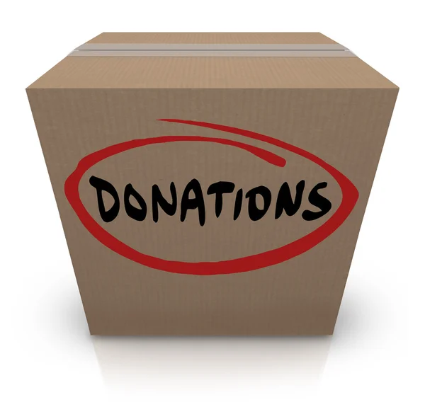 Картонную коробку пожертвования пищи Благотворительный Драйв — стоковое фото