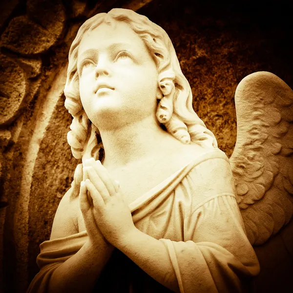 Молится Ангел в оттенках сепии Стоковая Картинка