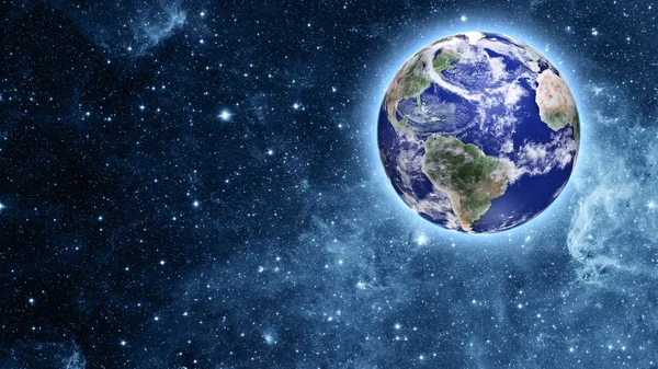 Голубая планета в красивом пространстве — стоковое фото