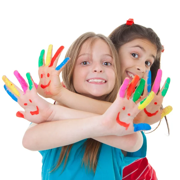 Дети, играющие с краской — стоковое фото